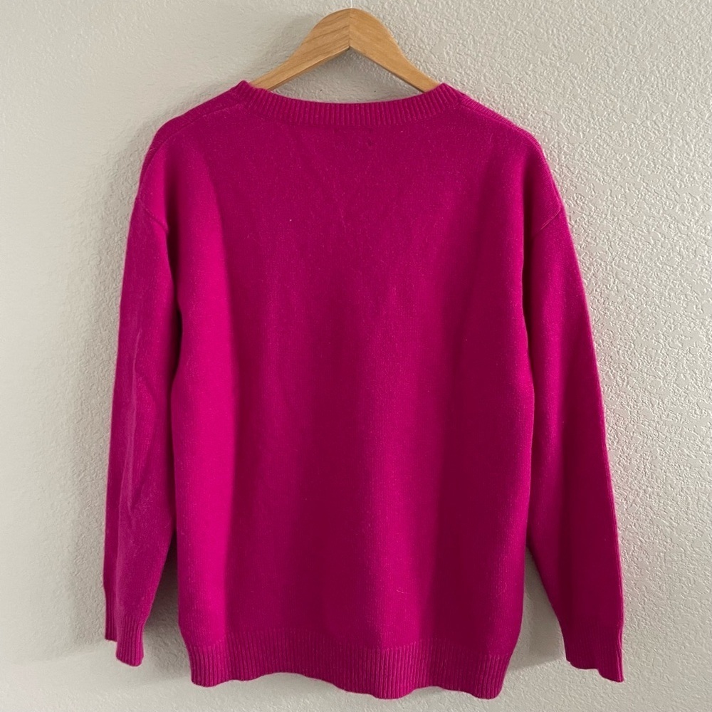 Banana Republic V-Neck Sweater Wool Cashmere Fuschia Small - Picture 3 of 10
